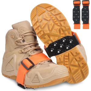 Mid-Sole Ice Cleats for Shoes and Boots Non Slip Ice Shoes Gripper Crampons for Hiking Boots Women Men Outdoor Indoor Traction Cleat Walking on Snow Winter Ice Fishing Gear(2 Pairs- Large/X-Large)