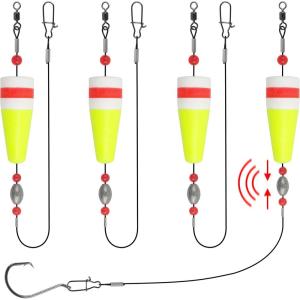 OROOTL 4pcs Fishing Floats Rigs Popping Corks for Saltwater Weighted Fishing Bobbers Floats Rattle Popping Corks Float for Redfish Speckled Trout Fishing Tackle Freshwater(1/2oz-4pcs)