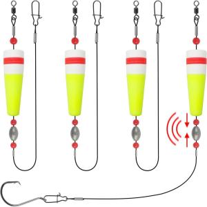OROOTL 4pcs Fishing Floats Rigs Popping Corks for Saltwater Weighted Fishing Bobbers Floats Rattle Popping Corks Float for Redfish Speckled Trout Fishing Tackle Freshwater(3/4oz-4pcs)