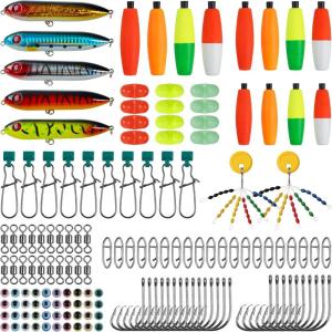 OROOTL Catfishing Tackle Making Kit, 146pcs Catfish Rig Accessories with Catfish Floats Catfish Hooks Swivels Fishing Bells Swivels Bobber Stoppers Catfishing Tackle Equipment