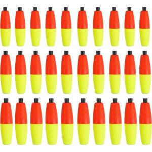OROOTL Fishing Bobbers Floats for Catfish Peg Floats for Catfishing Cigar Foam Slip Fishing Bobbers for Santee Rig Catfish Freshwater Saltwater 2in 2.5in 3in(Red Yellow-30pcs)