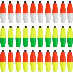 OROOTL Fishing Bobbers Floats for Catfish Peg Floats for Catfishing Cigar Foam Slip Fishing Bobbers for Santee Rig Catfish Freshwater Saltwater 2in 2.5in 3in(Mix 3 Colors-30pcs)