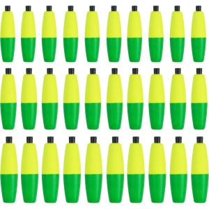 OROOTL Fishing Bobbers Floats for Catfish Peg Floats for Catfishing Cigar Foam Slip Fishing Bobbers for Santee Rig Catfish Freshwater Saltwater 2in 2.5in 3in(Green Yellow-30pcs)