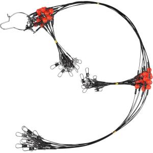 OROOTL Fishing Leaders for Saltwater Freshwater, 12pcs Stainless Steel Leaders with Swivels Snaps Beads Wire Trace Leader for Lure Bait Hook Connector Fishing Line Tackle(Black-2 Arm-12pcs)