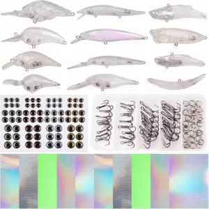 OROOTL Fishing Lure Making Kit, 166pcs DIY Fishing Lure Making Supplies Unpainted Fishing Baits Blanks Eyes Stickers Treble Hooks Make Your Own Fishing Lures
