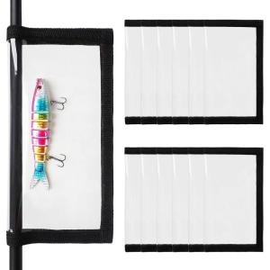 OROOTL Fishing Lure Wraps Hook Covers, 5/12 Packs Fishing Lure Covers for Rod Durable Clear PVC Treble Hook Cover Bait Storage Protector Keep Safe from Sharp Hooks(Black-m(3.9″x6.8″)-12pcs)