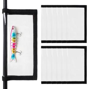 OROOTL Fishing Lure Wraps Hook Covers, 5/12 Packs Fishing Lure Covers for Rod Durable Clear PVC Treble Hook Cover Bait Storage Protector Keep Safe from Sharp Hooks(Black-l(4.3″x7.9″)-12pcs)