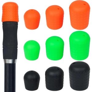 OROOTL Fishing Rod Butt Cushion, Fishing Rod Seat Cushions Silicone Fishing Rod Butt End Cap Fishing Rod Protector Fishing Pole Holder Fishing Accessories L/M/S(Mix 3 colors-9pcs)