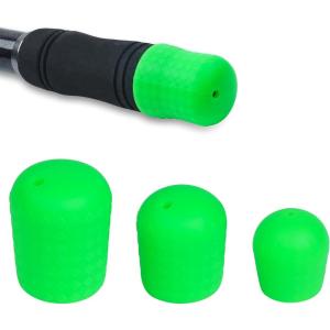 OROOTL Fishing Rod Butt Cushion, Fishing Rod Seat Cushions Silicone Fishing Rod Butt End Cap Fishing Rod Protector Fishing Pole Holder Fishing Accessories L/M/S(Green-9pcs)
