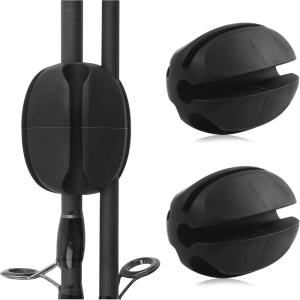 OROOTL Fishing Rod Holder Straps, 2pcs Silicone Fishing Rod Straps 5-Holes Portable Fishing Pole Holder Fixed Ball Fishing Pole Puller Accessories(Black-2pcs)