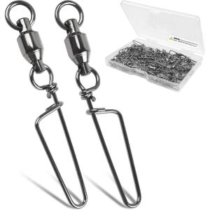 OROOTL Fishing Swivel Snap, 20pcs Ball Bearing Swivels with Coastlock Snap Stainless Steel Fishing Swivels & Snaps for Saltwater Freshwater Fishing Tackle 26LB-503LB(#3-60LB-20pcs)