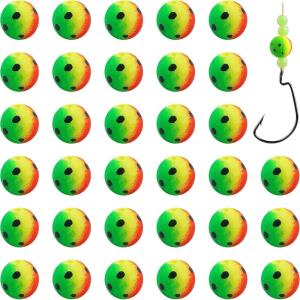 OROOTL Foam Floats Pompano Rig Floats, 60pcs Snell Floats Foam Bobbers for Fishing Pompano Rigs Fishing Rig Making Kit for Trout Catfish Walleye(Sphere – Beetle)