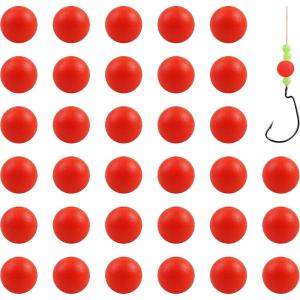 OROOTL Foam Floats Pompano Rig Floats, 60pcs Snell Floats Foam Bobbers for Fishing Pompano Rigs Fishing Rig Making Kit for Trout Catfish Walleye(Sphere – Red)