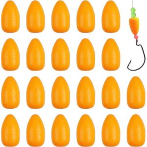 OROOTL Foam Floats Pompano Rig Floats, 60pcs Snell Floats Foam Bobbers for Fishing Pompano Rigs Fishing Rig Making Kit for Trout Catfish Walleye(Water Drop – Orange)