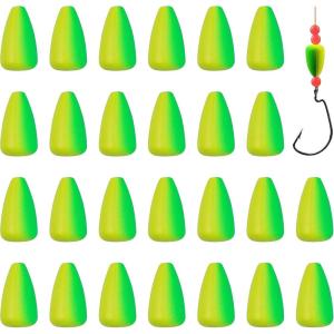 OROOTL Foam Floats Pompano Rig Floats, 60pcs Snell Floats Foam Bobbers for Fishing Pompano Rigs Fishing Rig Making Kit for Trout Catfish Walleye(Water Drop – Yellow/Green)