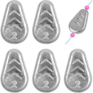 OROOTL No Roll Sinkers Fishing Weights, Catfish Weights Flat Inline Sinkers Weight No Snag Slip Sinker Saltwater Surf Fishing Gear Tackle for Catfishing Rigs(2oz-5pcs)