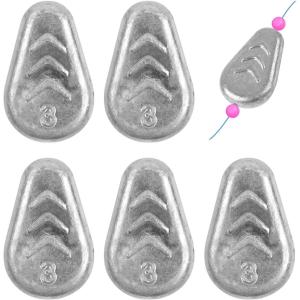 OROOTL No Roll Sinkers Fishing Weights, Catfish Weights Flat Inline Sinkers Weight No Snag Slip Sinker Saltwater Surf Fishing Gear Tackle for Catfishing Rigs(3oz-5pcs)