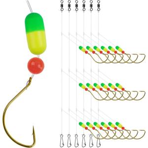 OROOTL Pompano Fishing Rigs, 6pcs Pompano Rigs for Surf Fishing Pre-Rigged Pompano Float Rigs with Circle Hooks Saltwater Fishing Rigs Surf Fishing Gear(Green/Yellow-6pcs)