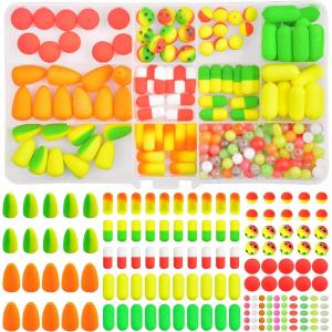 OROOTL Pompano Rig Floats Beads Kit, 300pcs Pompano Floats Fishing Beads Set Foam Snell Bobbers for Surf Fishing Live Bait Walleye Rig Making