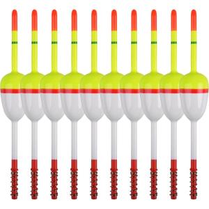 OROOTL Wood Slip Bobbers Fishing Floats and Bobbers, 10pcs Spring Oval Stick Slip Floats Weighted Bobber for Crappie Catfish Trout Panfish Walleyes Fishing(5.63in*1.97in*0.91in -10pcs)