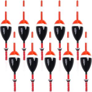 OROOTL Wood Slip Bobbers Fishing Floats and Bobbers, 10pcs Spring Oval Stick Slip Floats Weighted Bobber for Crappie Catfish Trout Panfish Walleyes Fishing(6in*1.97in*1.18in -10pcs)