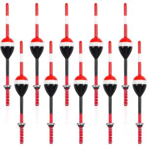 OROOTL Wood Slip Bobbers Fishing Floats and Bobbers, 10pcs Spring Oval Stick Slip Floats Weighted Bobber for Crappie Catfish Trout Panfish Walleyes Fishing(6in*1in*0.7in -10pcs)
