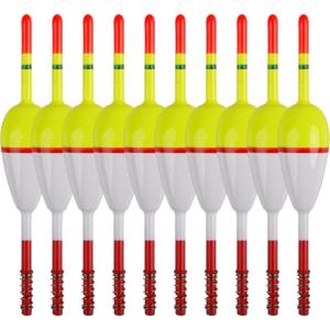 OROOTL Wood Slip Bobbers Fishing Floats and Bobbers, 10pcs Spring Oval Stick Slip Floats Weighted Bobber for Crappie Catfish Trout Panfish Walleyes Fishing(5.63in*1.57in*0.91in -10pcs)
