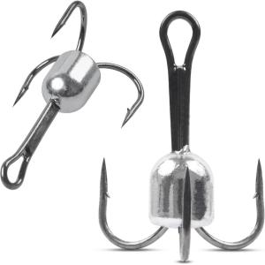 Snagging Hooks Weighted Treble Hooks 1oz 1.25oz 1.5oz 2.5oz Large Bunker Snag Treble Fishing Hook with Weights for Baitfish Trout Salmon 5/0 6/0 8/0 10/0(6/0(1.25oz)-6pcs)