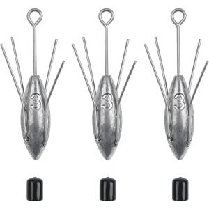 Sputnik Sinkers Surf Fishing Weights, 3pcs Sputnik Weights with Long Tail 3oz-7oz Surf Casting Fishing Sinkers and Weight for Saltwater Catfish Beach Sand Ocean(3oz-3pcs)