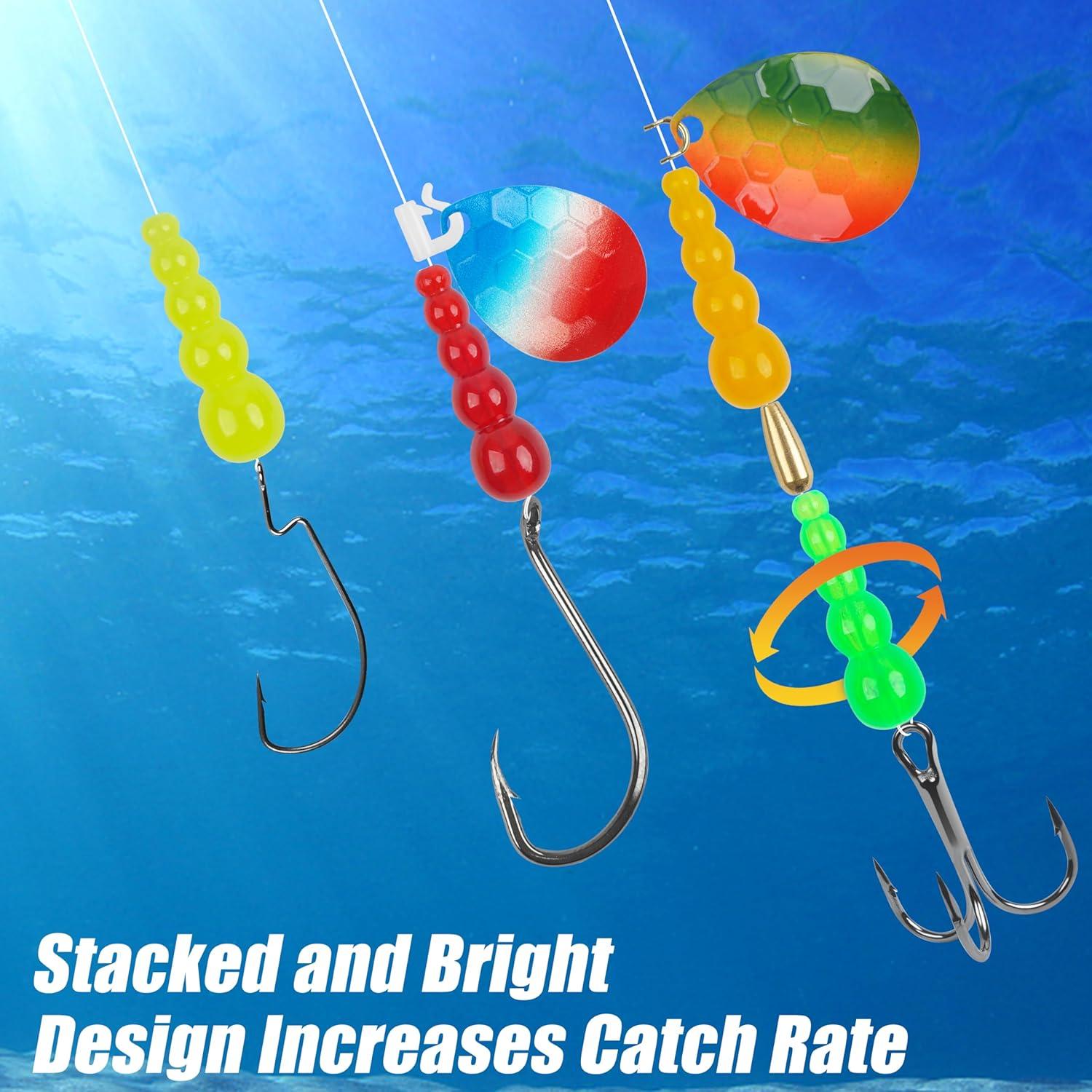 imageOROOTL Fishing Beads Stacked Fishing Beads 250pcs Trout Beads Plastic Fish Beads Kit Fishing Line Bead Eggs for Walleye Rig Inline Spinner Rig Lure Making Supplies Saltwater FreshwaterRed250pcs