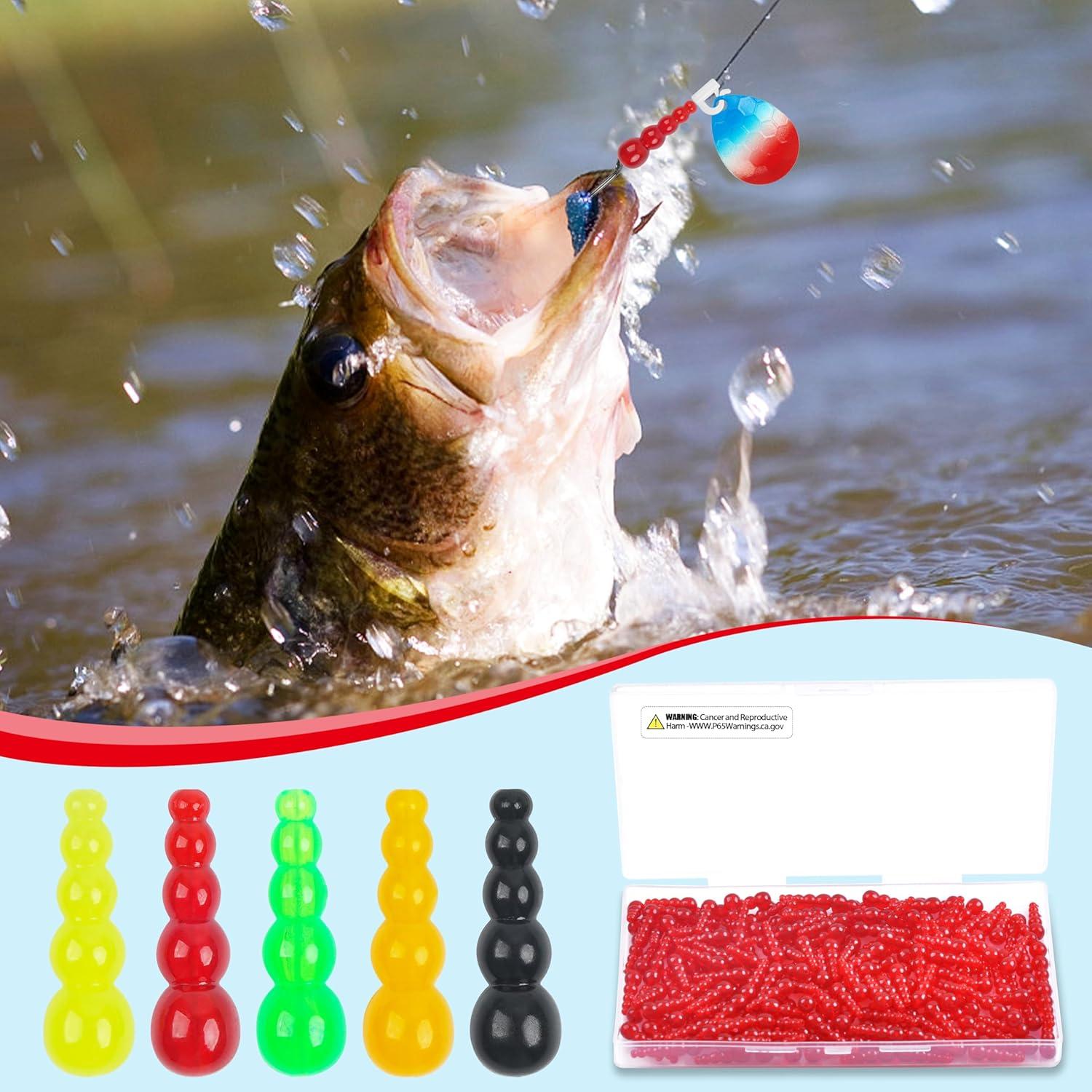 imageOROOTL Fishing Beads Stacked Fishing Beads 250pcs Trout Beads Plastic Fish Beads Kit Fishing Line Bead Eggs for Walleye Rig Inline Spinner Rig Lure Making Supplies Saltwater FreshwaterRed250pcs