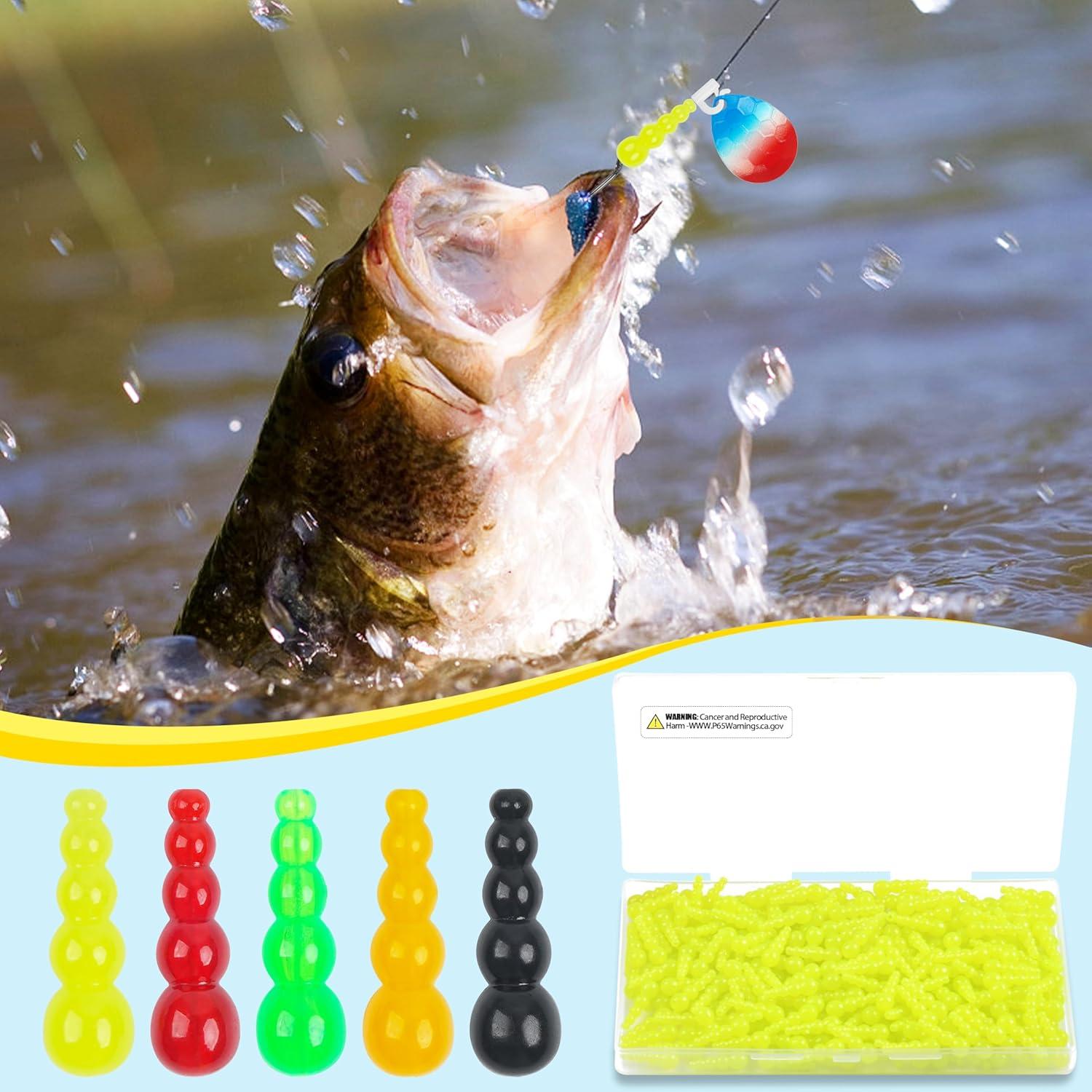 imageOROOTL Fishing Beads Stacked Fishing Beads 250pcs Trout Beads Plastic Fish Beads Kit Fishing Line Bead Eggs for Walleye Rig Inline Spinner Rig Lure Making Supplies Saltwater FreshwaterYellow250pcs