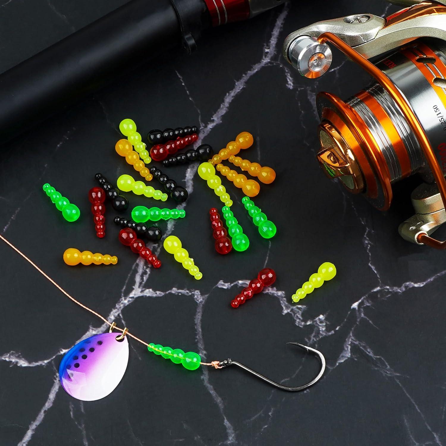 imageOROOTL Fishing Beads Stacked Fishing Beads 250pcs Trout Beads Plastic Fish Beads Kit Fishing Line Bead Eggs for Walleye Rig Inline Spinner Rig Lure Making Supplies Saltwater FreshwaterRed250pcs