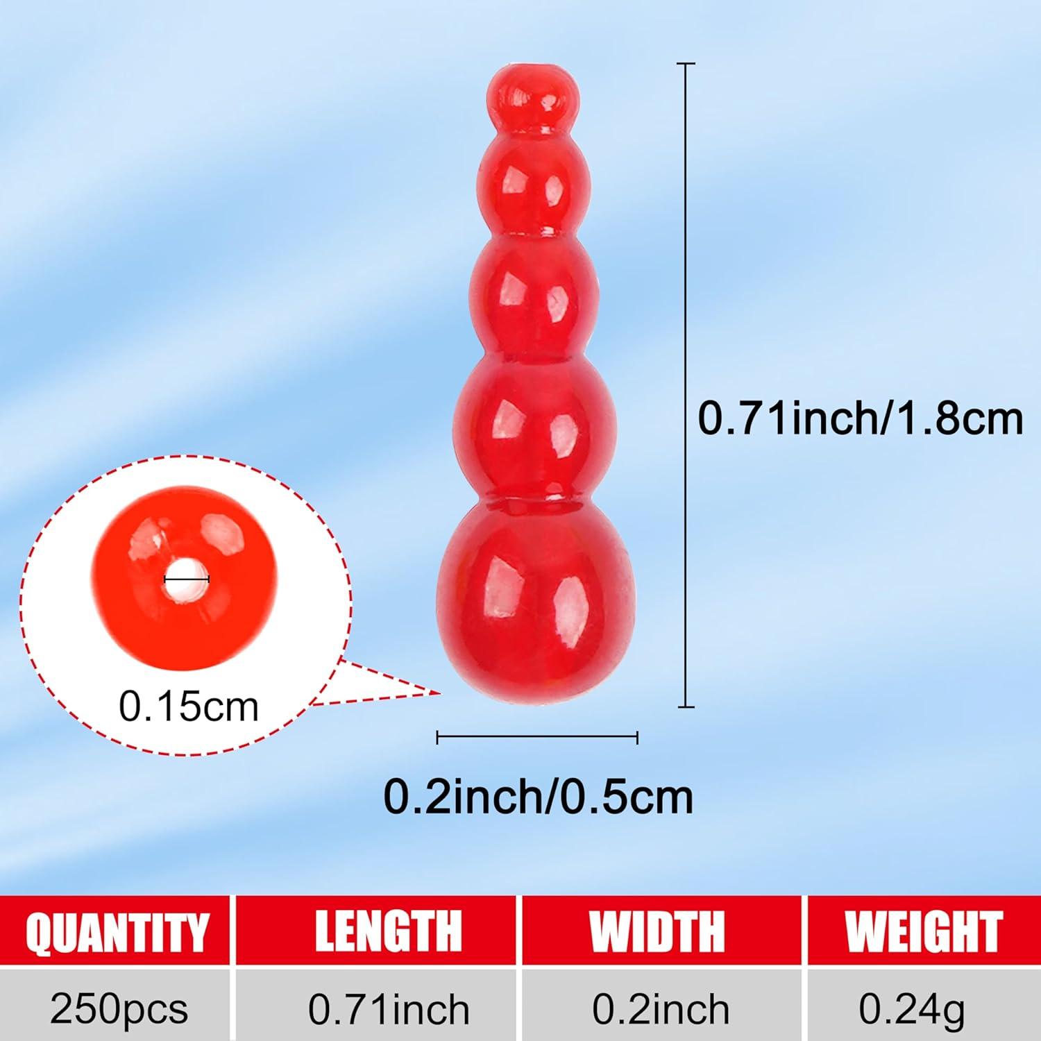 imageOROOTL Fishing Beads Stacked Fishing Beads 250pcs Trout Beads Plastic Fish Beads Kit Fishing Line Bead Eggs for Walleye Rig Inline Spinner Rig Lure Making Supplies Saltwater FreshwaterRed250pcs