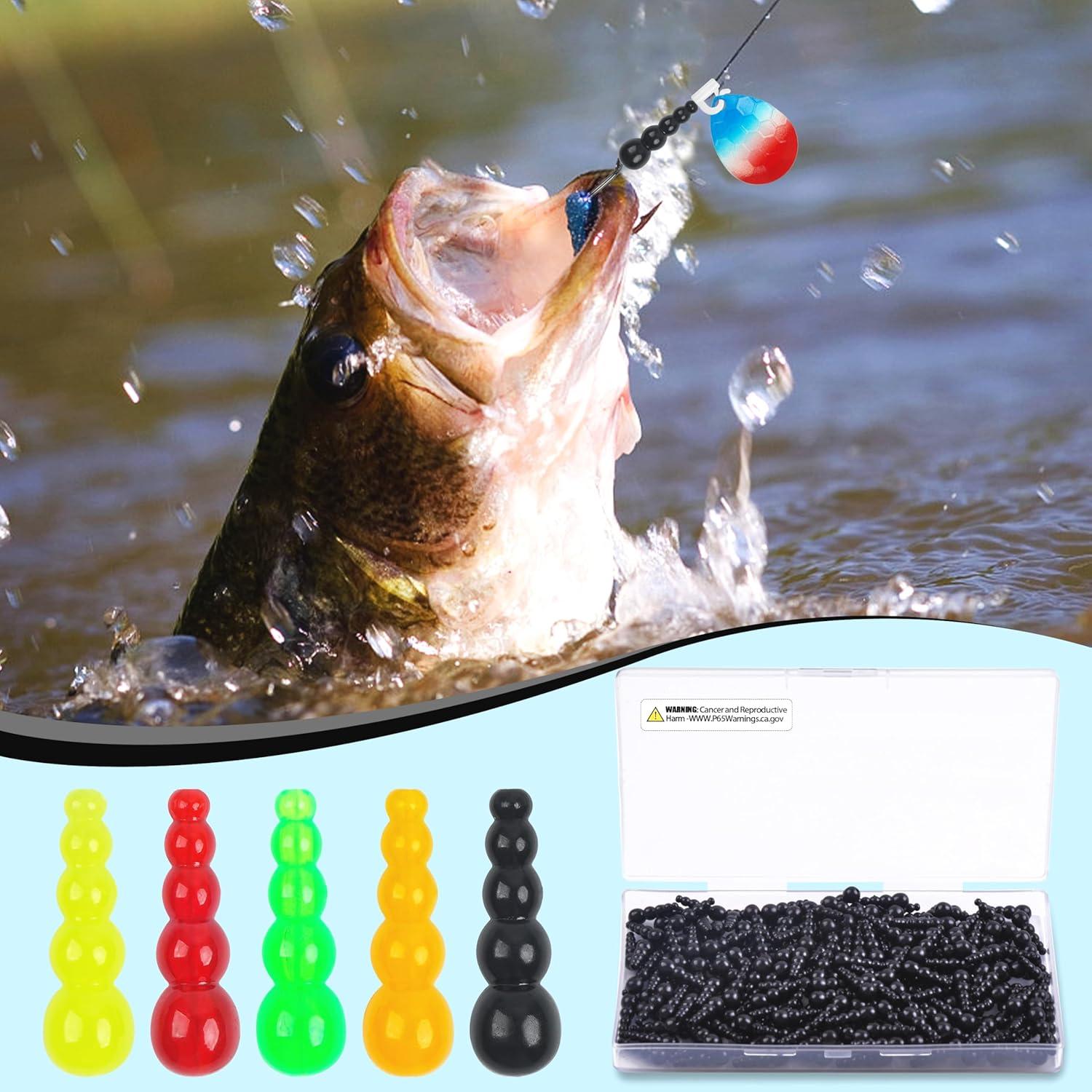 imageOROOTL Fishing Beads Stacked Fishing Beads 250pcs Trout Beads Plastic Fish Beads Kit Fishing Line Bead Eggs for Walleye Rig Inline Spinner Rig Lure Making Supplies Saltwater FreshwaterBlack250pcs