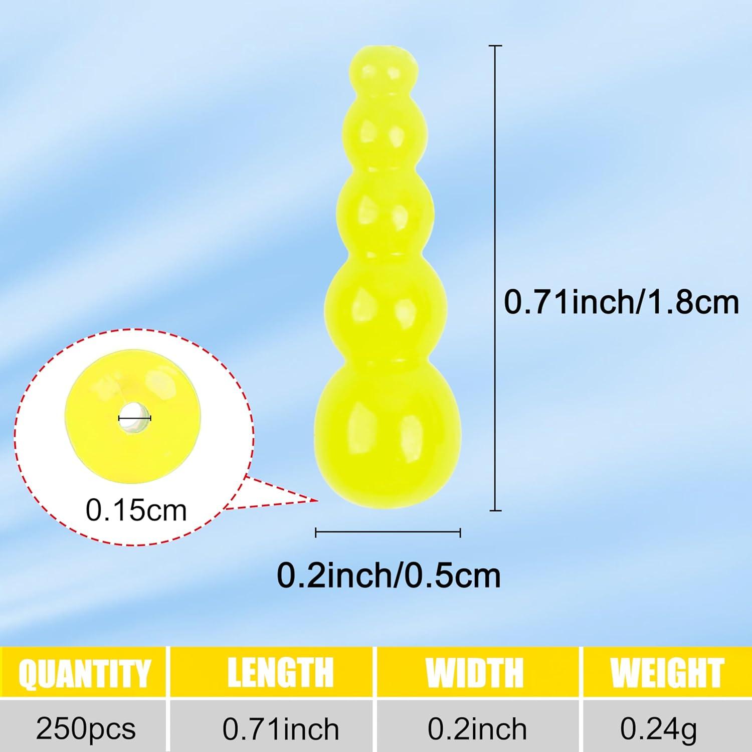 imageOROOTL Fishing Beads Stacked Fishing Beads 250pcs Trout Beads Plastic Fish Beads Kit Fishing Line Bead Eggs for Walleye Rig Inline Spinner Rig Lure Making Supplies Saltwater FreshwaterYellow250pcs