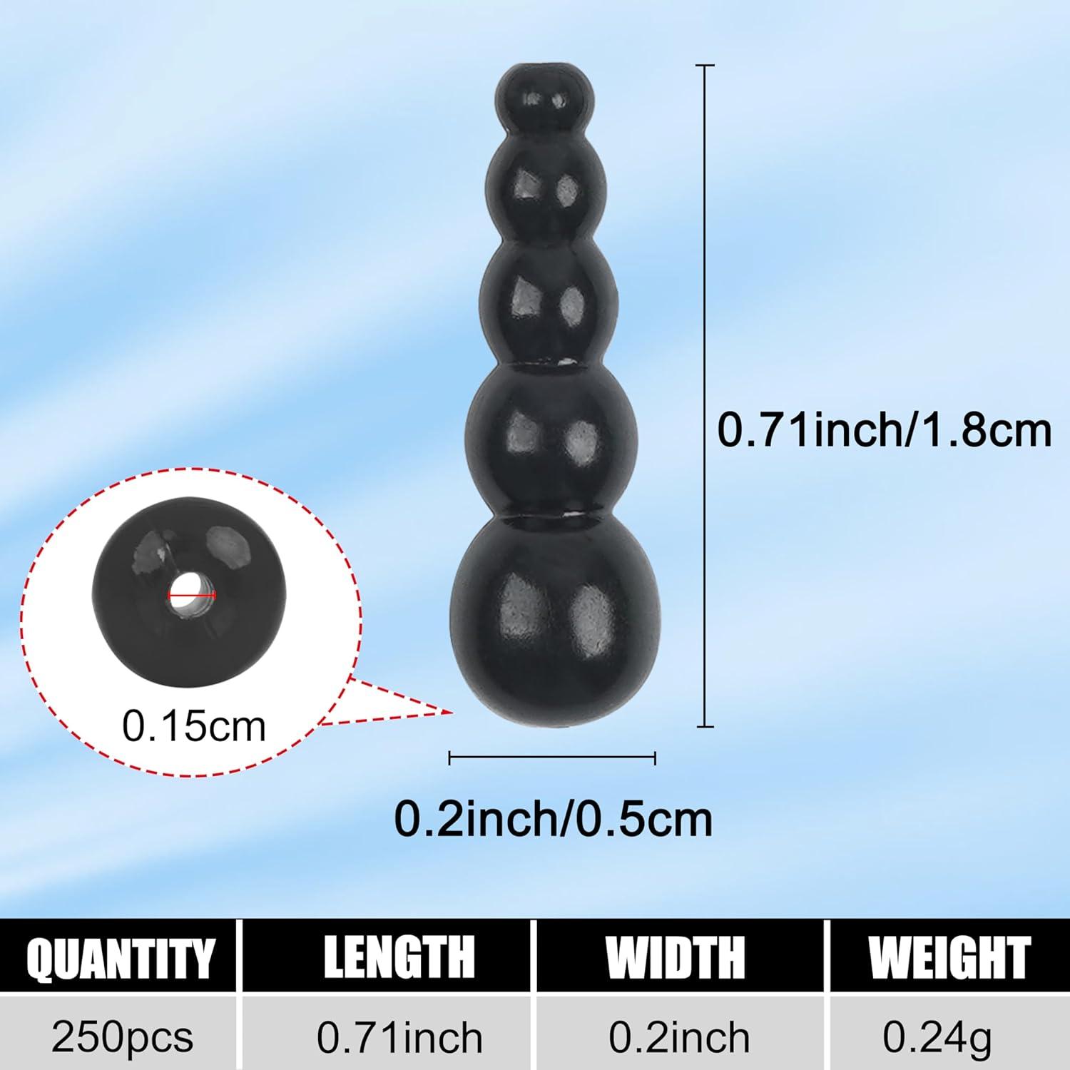 imageOROOTL Fishing Beads Stacked Fishing Beads 250pcs Trout Beads Plastic Fish Beads Kit Fishing Line Bead Eggs for Walleye Rig Inline Spinner Rig Lure Making Supplies Saltwater FreshwaterBlack250pcs