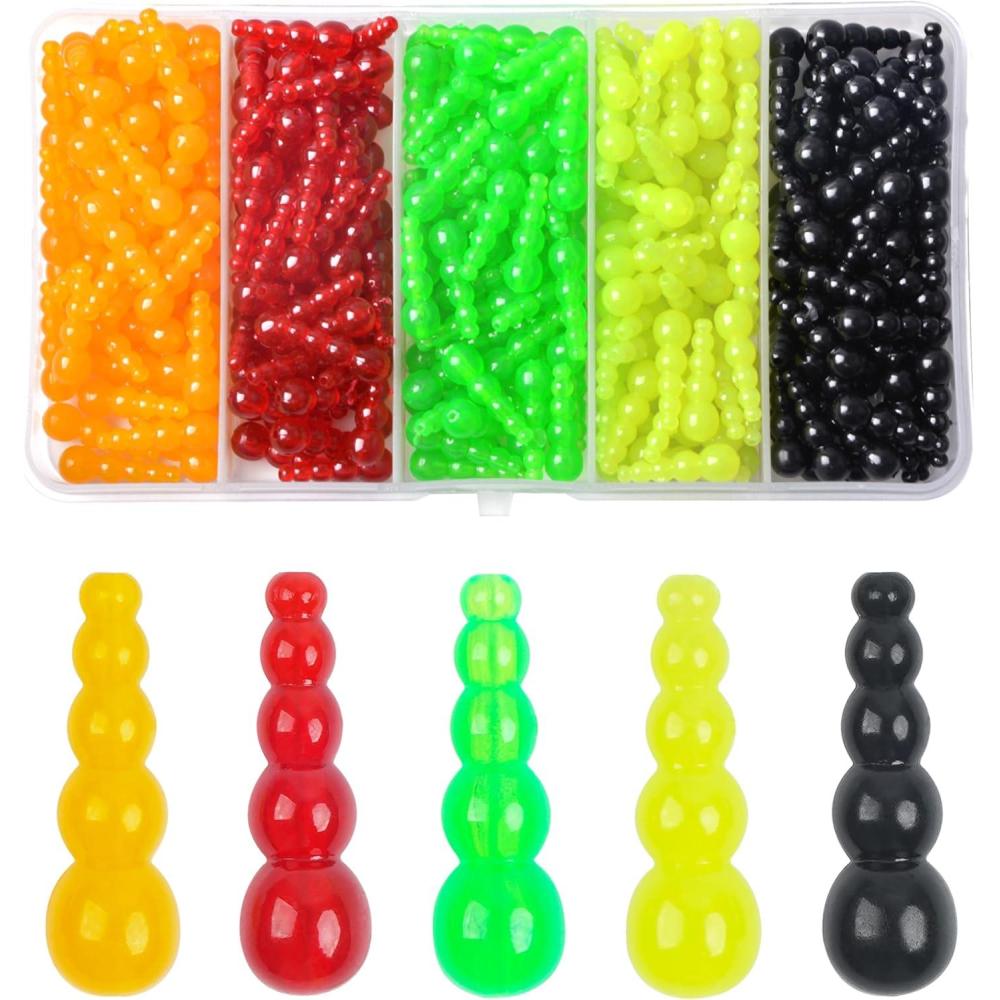 imageOROOTL Fishing Beads Stacked Fishing Beads 250pcs Trout Beads Plastic Fish Beads Kit Fishing Line Bead Eggs for Walleye Rig Inline Spinner Rig Lure Making Supplies Saltwater FreshwaterMix 5 Colors250pcs