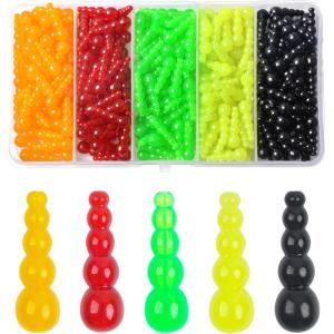 OROOTL Fishing Beads Stacked Fishing Beads, 250pcs Trout Beads Plastic Fish Beads Kit Fishing Line Bead Eggs for Walleye Rig Inline Spinner Rig Lure Making Supplies Saltwater Freshwater(Mix 5 Colors-250pcs)
