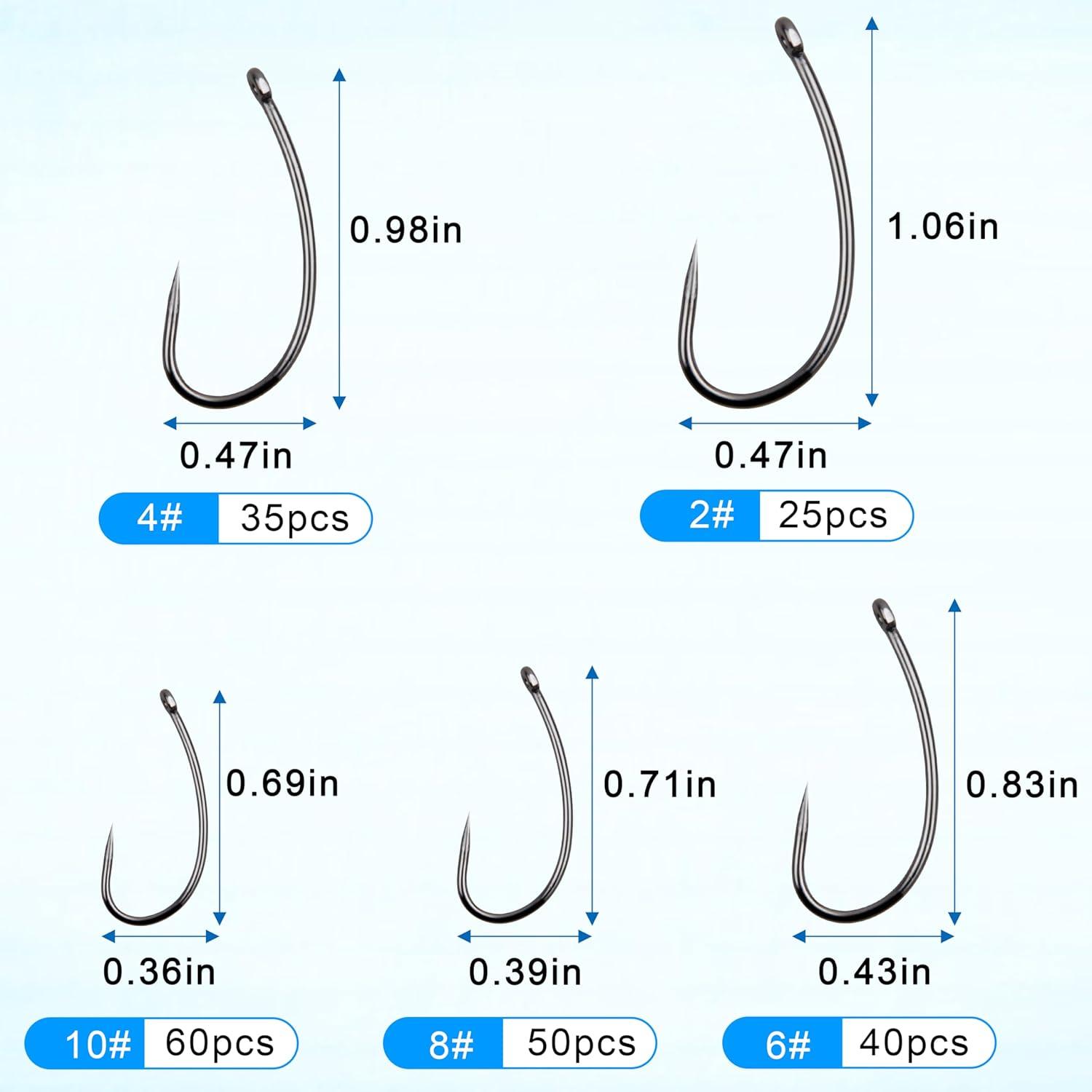 image210pcs Barbless Fishing Hooks Kit Carp Fishing Circle Hooks Curve Shank Fly Tying Hook for Carp Hair Rigs Freshwater Saltwater