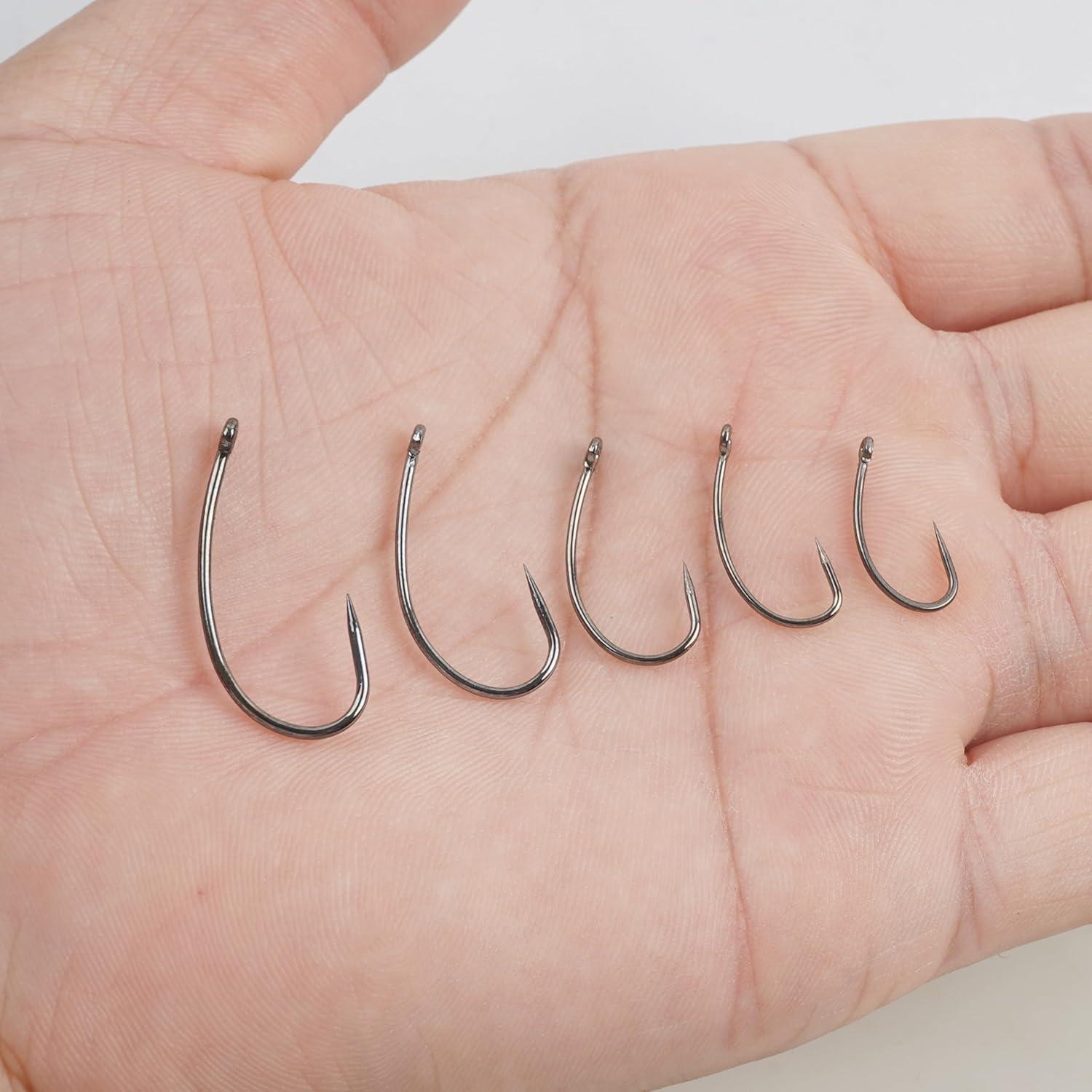image210pcs Barbless Fishing Hooks Kit Carp Fishing Circle Hooks Curve Shank Fly Tying Hook for Carp Hair Rigs Freshwater Saltwater