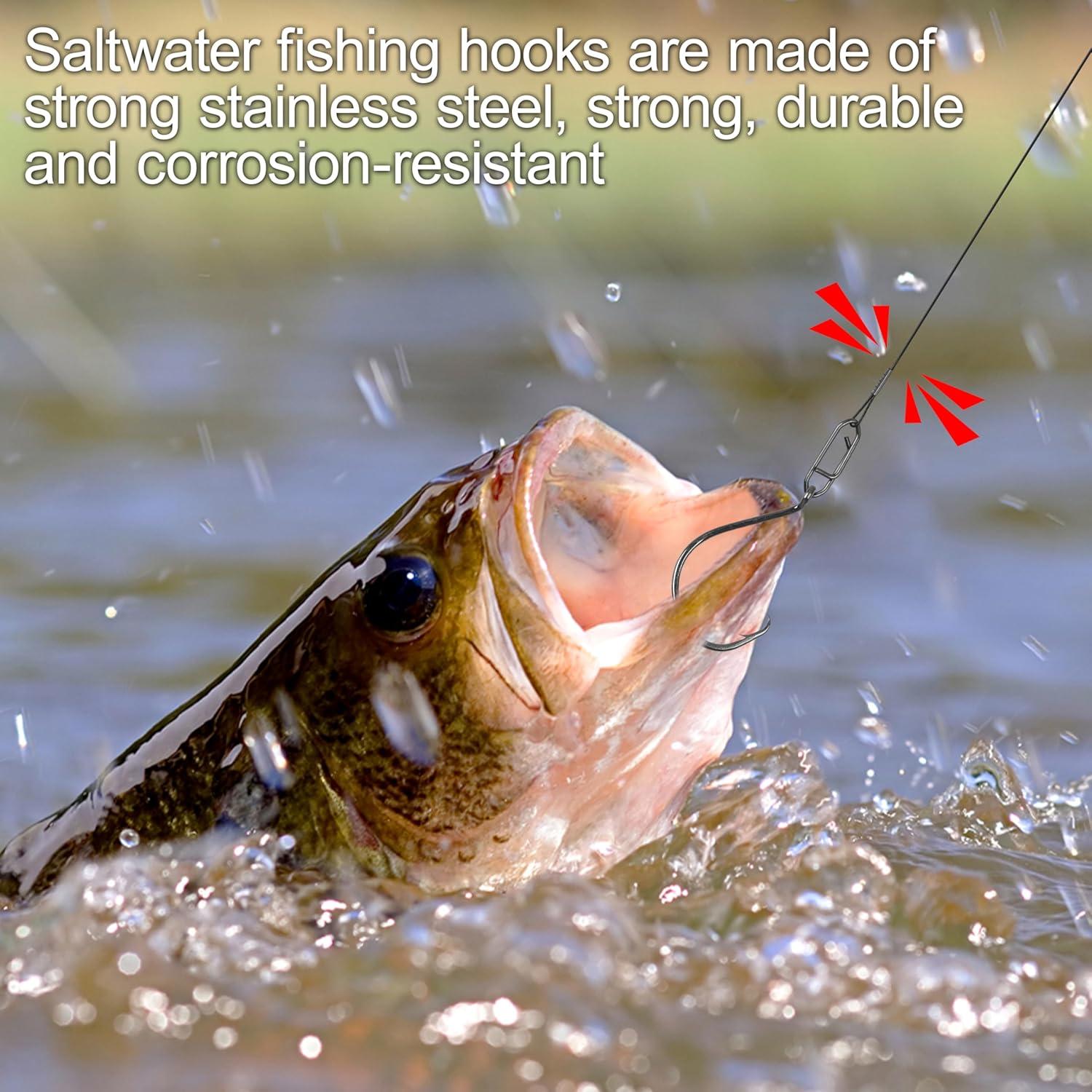 imageOROOTL Fishing Circle Hooks Rigs 1530pcs Saltwater Fishing Steel Leader Hook Rigs Heavy Duty Circle Hook with Wire Leader Circle Hook Rigs for Catfish Lure Rig Catfishing Tackle80