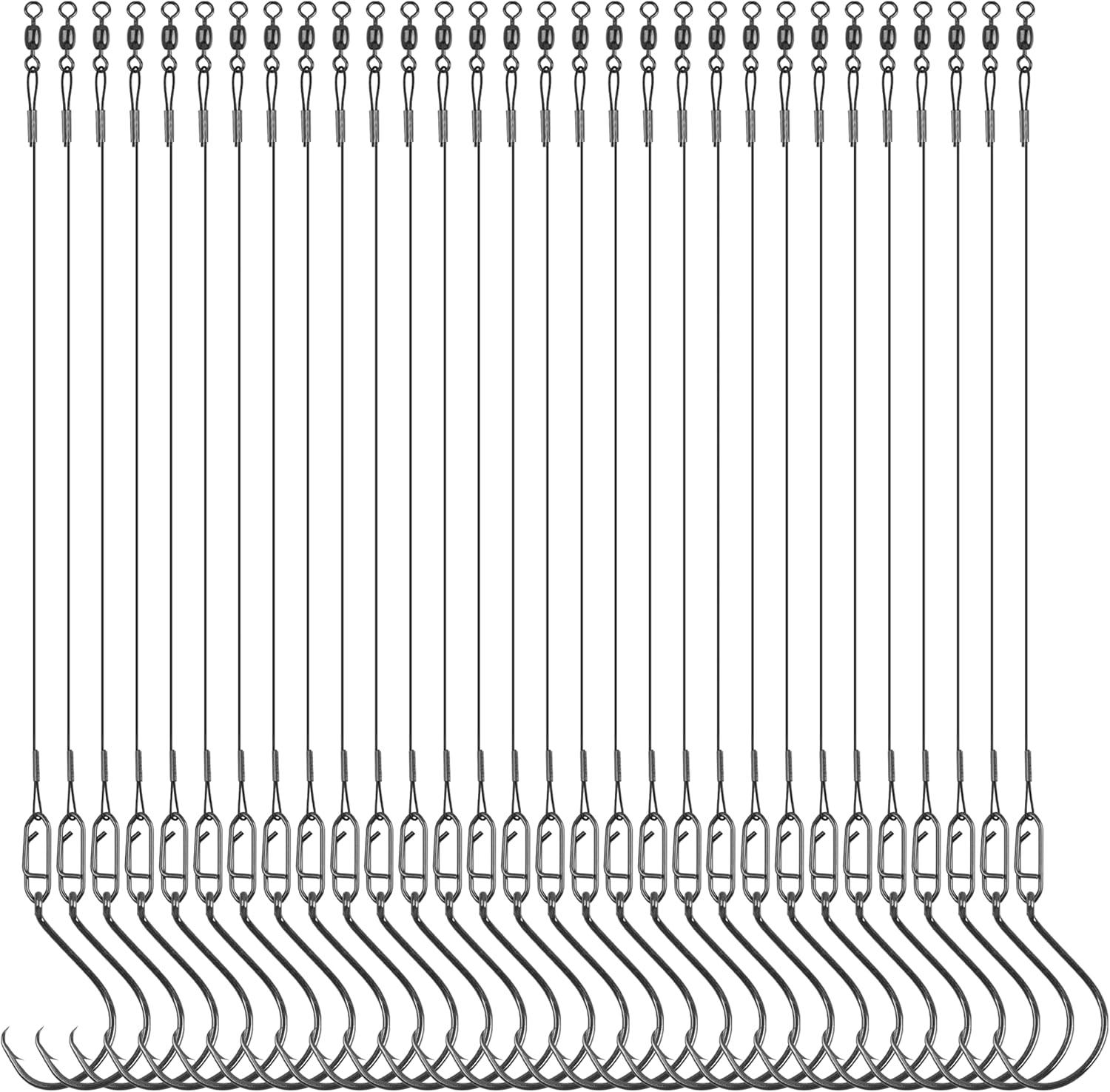 imageOROOTL Fishing Circle Hooks Rigs 1530pcs Saltwater Fishing Steel Leader Hook Rigs Heavy Duty Circle Hook with Wire Leader Circle Hook Rigs for Catfish Lure Rig Catfishing Tackle80