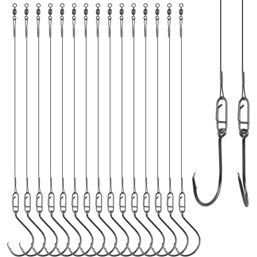 imageOROOTL Fishing Circle Hooks Rigs 1530pcs Saltwater Fishing Steel Leader Hook Rigs Heavy Duty Circle Hook with Wire Leader Circle Hook Rigs for Catfish Lure Rig Catfishing Tackle80