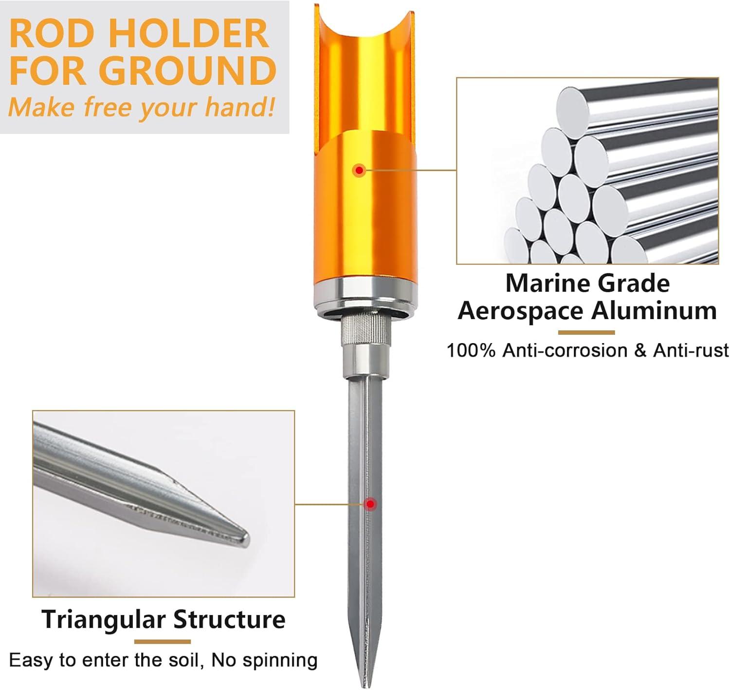 image:imageOROOTL Fishing Rod Holder for Ground Bank Fishing Pole Rack Stand Fish Pole Holder Ground Universal Folding Fishing Rod Pole Holder for Bank Beach Lake Fishing